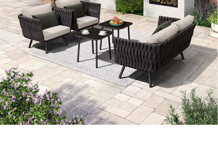 游仁北欧沙发庭院花园绳编民宿阳台藤椅室外露天藤编家具手工编织详情26