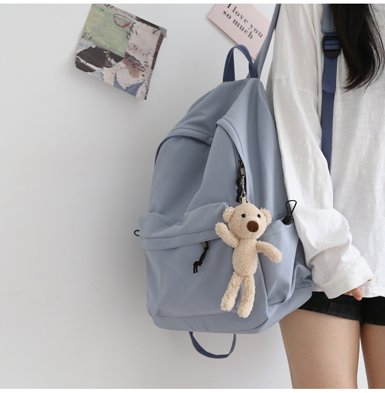 NR森系百搭纯色双肩包男书包女大学生韩版高中背包女双肩大小款详情7