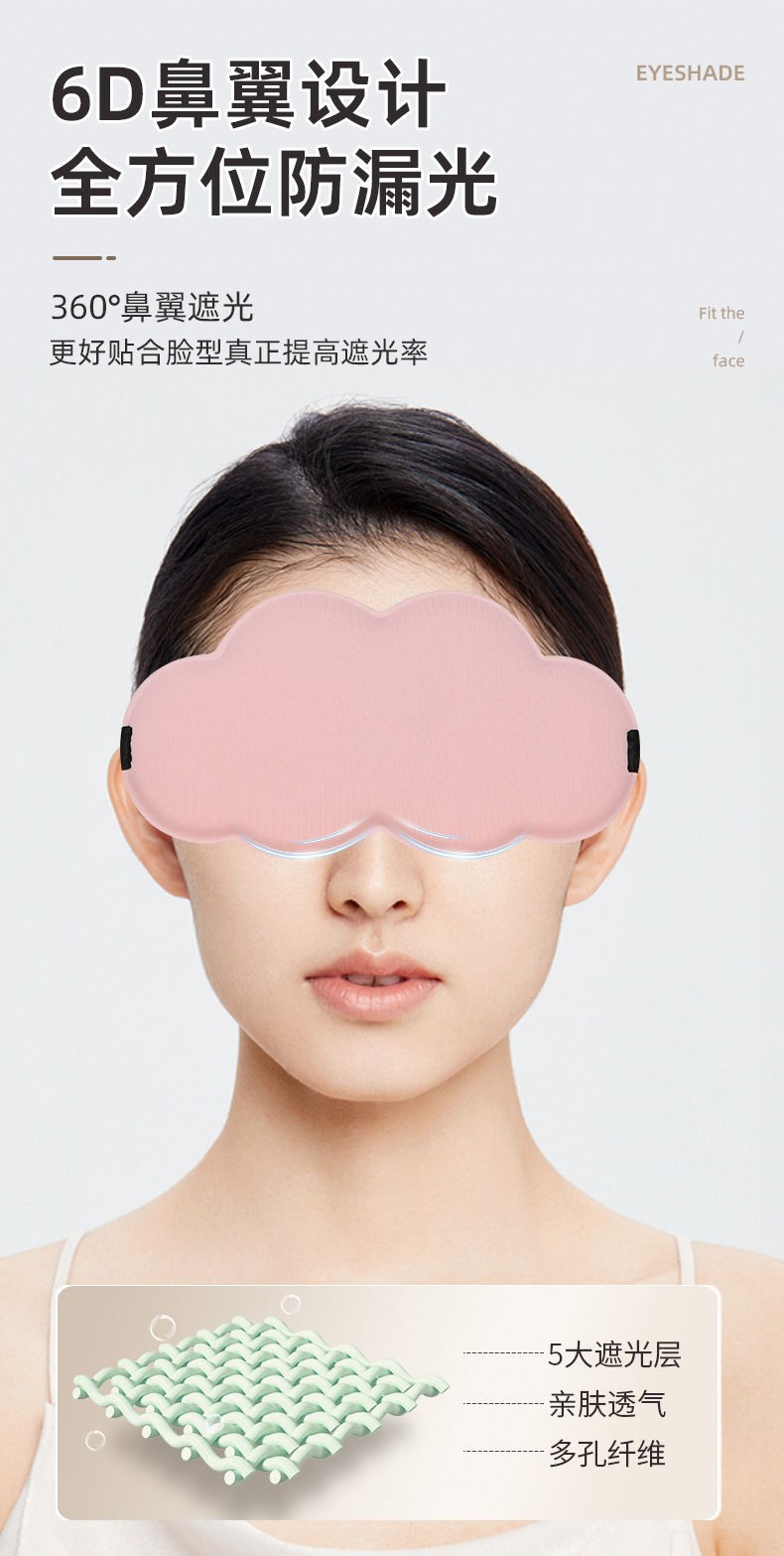 3D云朵眼罩午休睡眠透气遮光护眼罩男女慢回弹记忆棉舒适缓解疲劳详情7