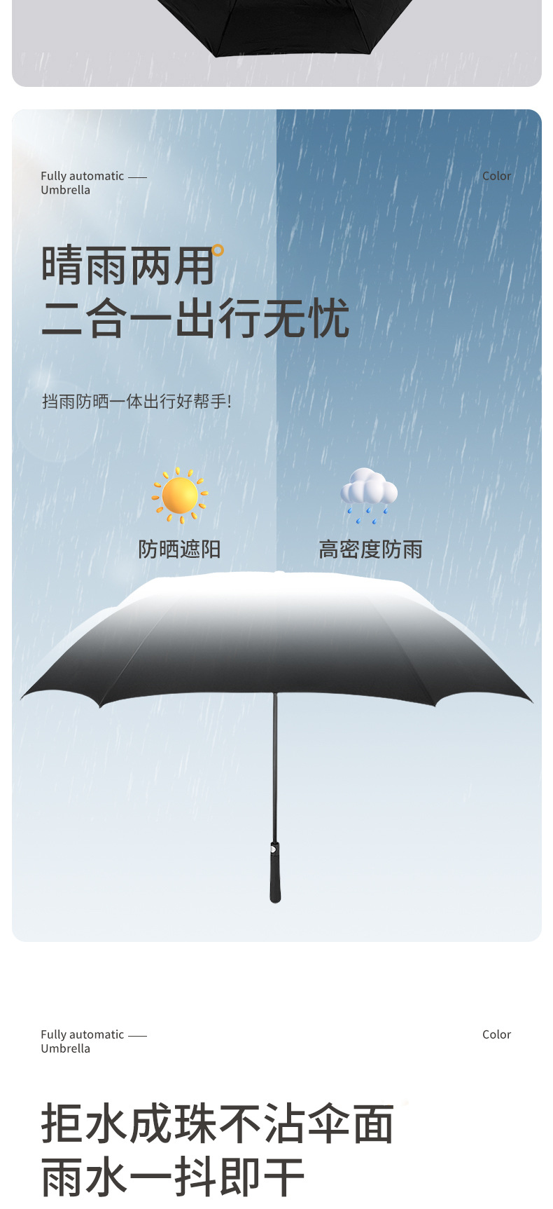 雨伞定制图案可印logo整伞定制8骨自动晴雨两用防晒遮阳折叠雨伞详情6