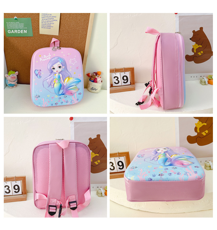 新款卡通公主书包幼儿园宝宝3D立体硬壳双肩包轻便儿童可爱小背包详情15