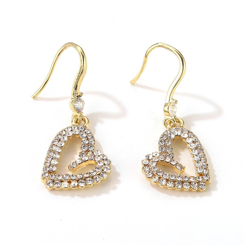 New heart-shaped zircon pendant ear buckle French light luxury niche fashion earrings, European and American export earrings wholesale pic 21