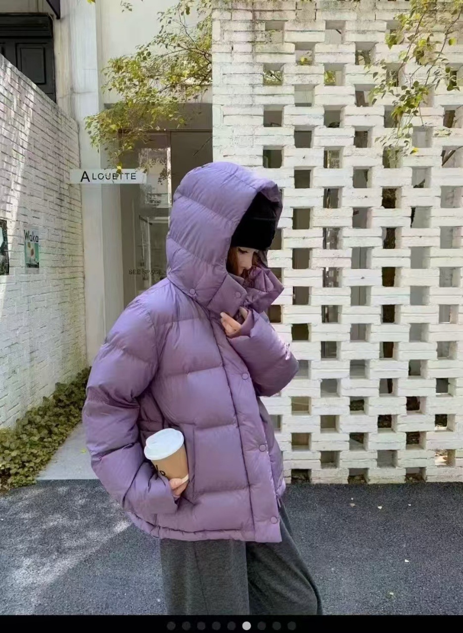 lulu同款泡芙五格杜邦三防可溯源90白鸭绒羽绒服女短款防寒面包服详情26