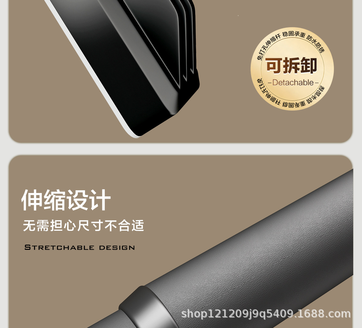 免打孔阳台罗马杆挂衣柜撑杆晾衣杆伸缩杆晾衣架窗帘杆卫生间安装详情21