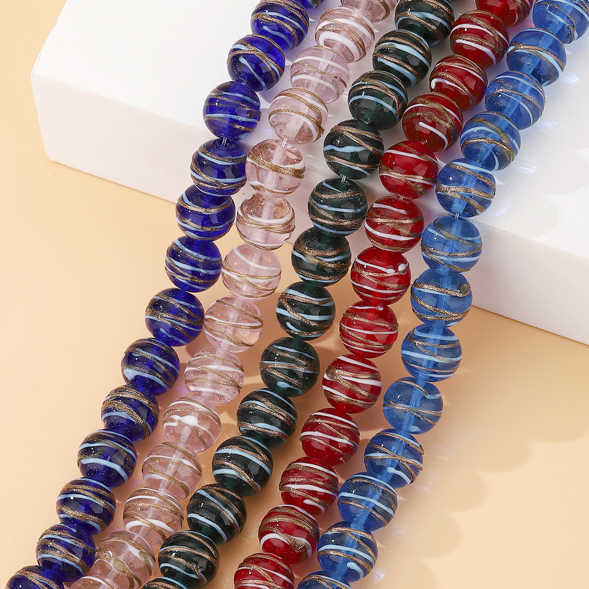 Wholesale of handcrafted DIY beaded jewelry accessories, flat beads, wheel beads, gold wire double-color dispersion beads, necklaces, bracelets and glass pic 1