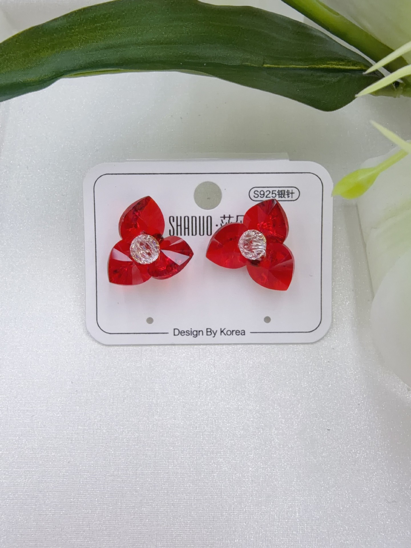 施家水晶奥地利S925银针韩系小巧精致三叶草耳环ins风女耳饰详情12