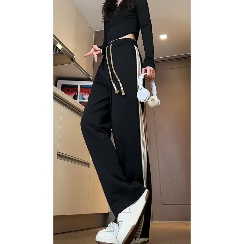 侧边条纹裤子男小众设计感直筒运动卫裤秋季高级感垂坠感休闲长裤详情6