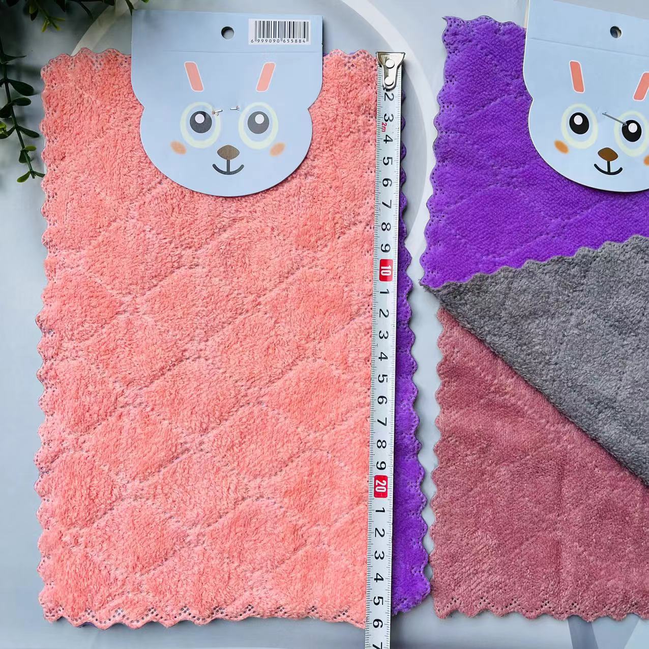 【 Zone 2-12 】 Two one-card cleaning cloths, 40 cards per pack, 1000 cards per box. Two one-card cleaning cloths, two-color dishcloths, coral fleece scouring pads, absorbent cleaning cloths. Affordable. 2 pieces per pack, 1 yuan. Supply pic 2