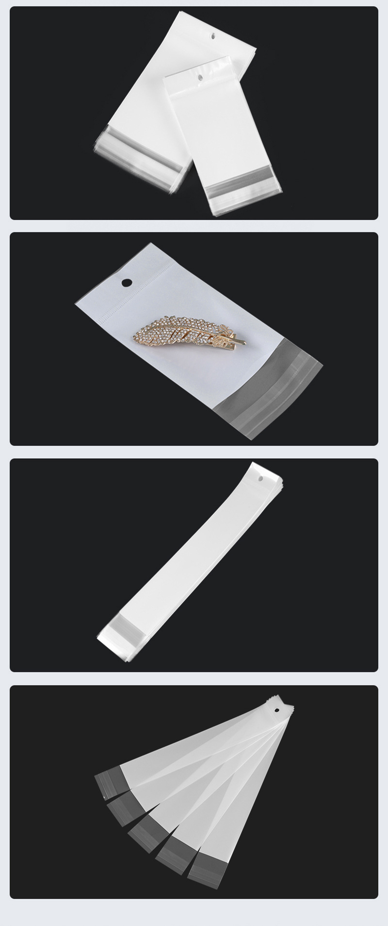 厂家opp卡头印刷袋外贸珠光膜塑料包装透明不干胶内膜卡头自粘袋详情9