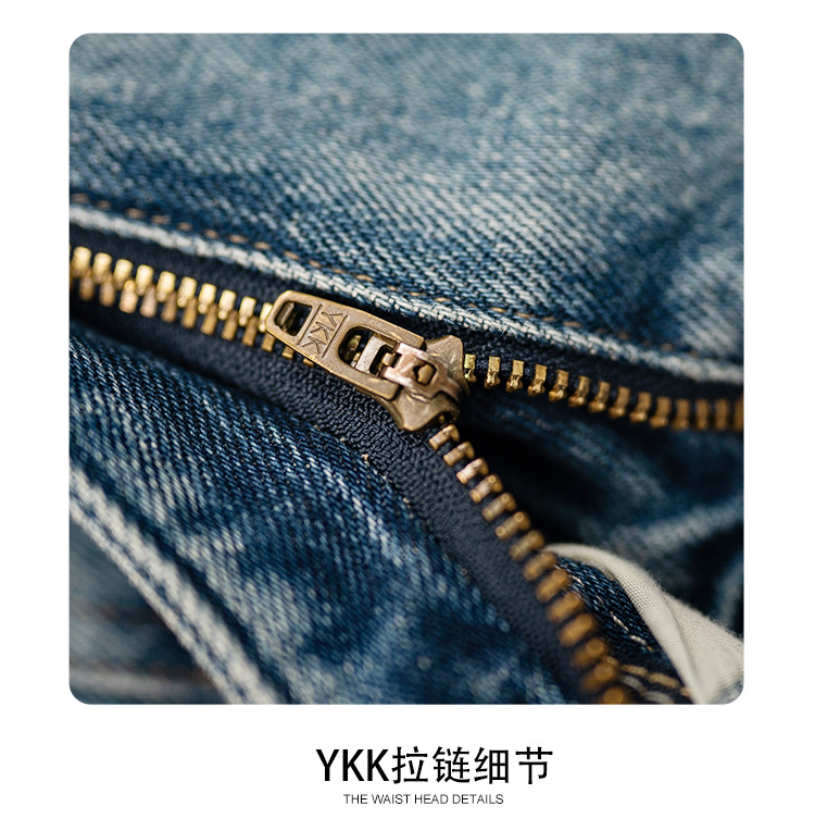 Factory direct sales of new mid-line design style jeans, retro light blue loose, slimming, drape sickle length pants pic 17