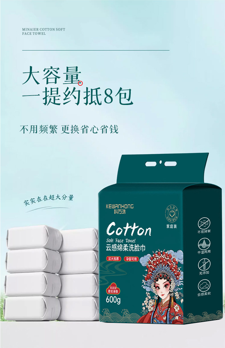 全绵洗脸巾抽式一次性干湿两用面巾纸悬挂式抽取式家用加厚洁面巾详情4