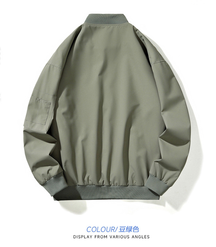 夹克男新款春秋季男士棒球服外套美式潮牌休闲飞行员夹克纯色男装详情15