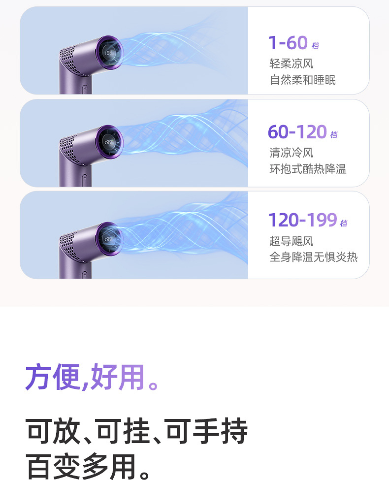 跨境爆款便携式可折叠手持风扇199档高转速迷你USB充电口红风扇详情16