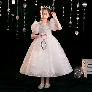 女童礼服洋气公主裙花童白纱婚纱裙主持人小女孩钢琴演出儿童礼服详情2