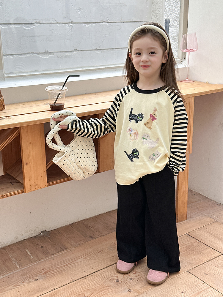 2024秋季新款儿童秋装长袖T恤上衣女童宝宝230克卡通插肩打底衫潮详情19