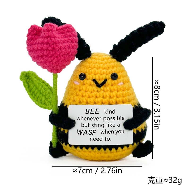 Cross-border finished hand-knitted dolls, bee-hugging small flowers, tulips, roses, cartoon and cute desktop ornaments pic 22