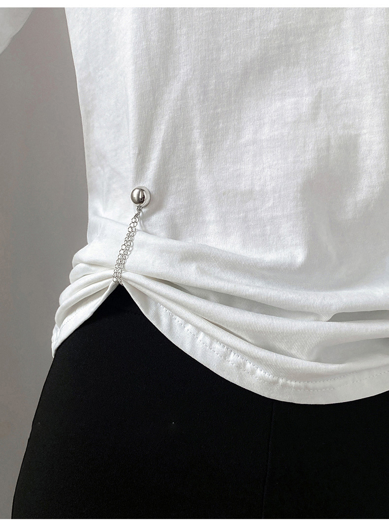 Multi-purpose T-shirt to shorts, foot lift magic tool, long hem to short, chain magnetic buckle, no sewing, edge pull, fixed buckle pic 10
