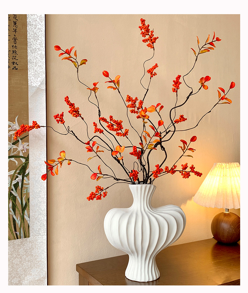 2026新年装饰花假花仿真花客厅摆设发财果红果装饰新中式插花摆件详情9