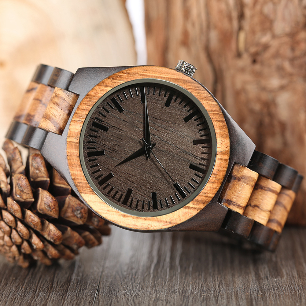 大表盘石英木表新款DIYwristwooden日本2035机芯现货支持一件代发详情4