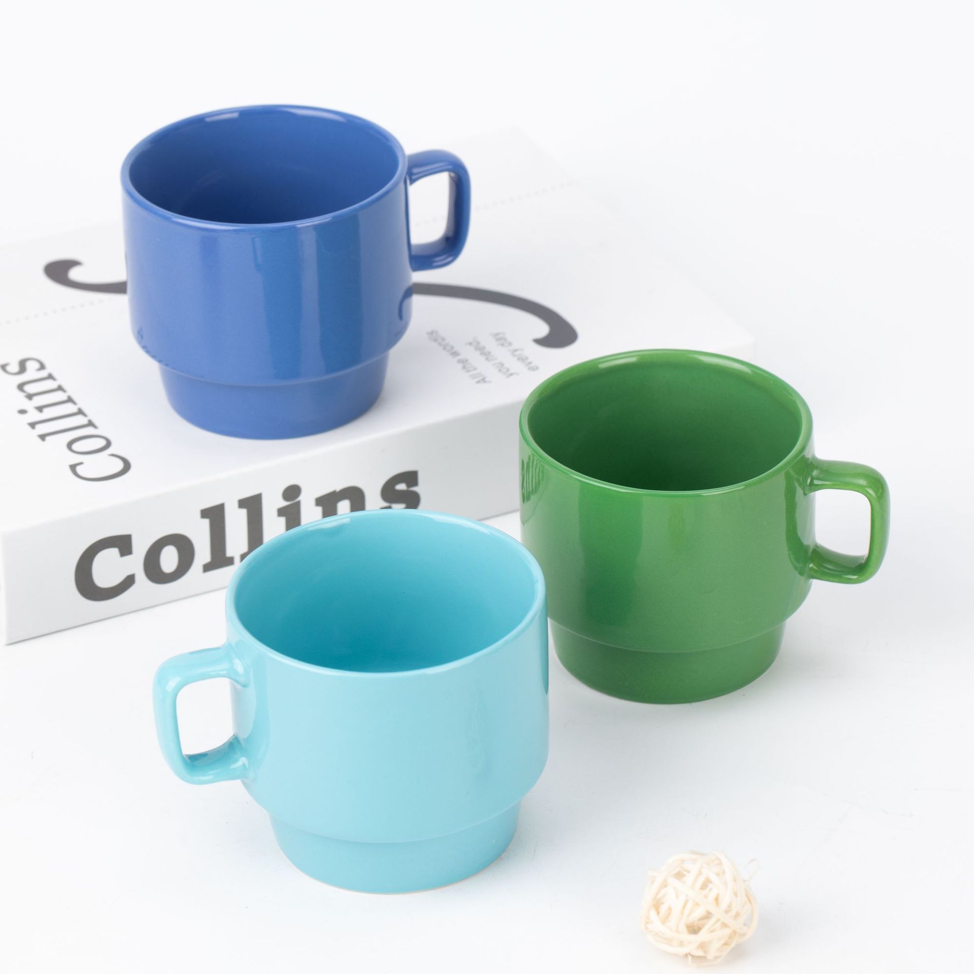 Niños apilados taza de cerámica taza alto nivel de apariencia taza de café simple taza de leche logotipo personalizado disponible pic 5
