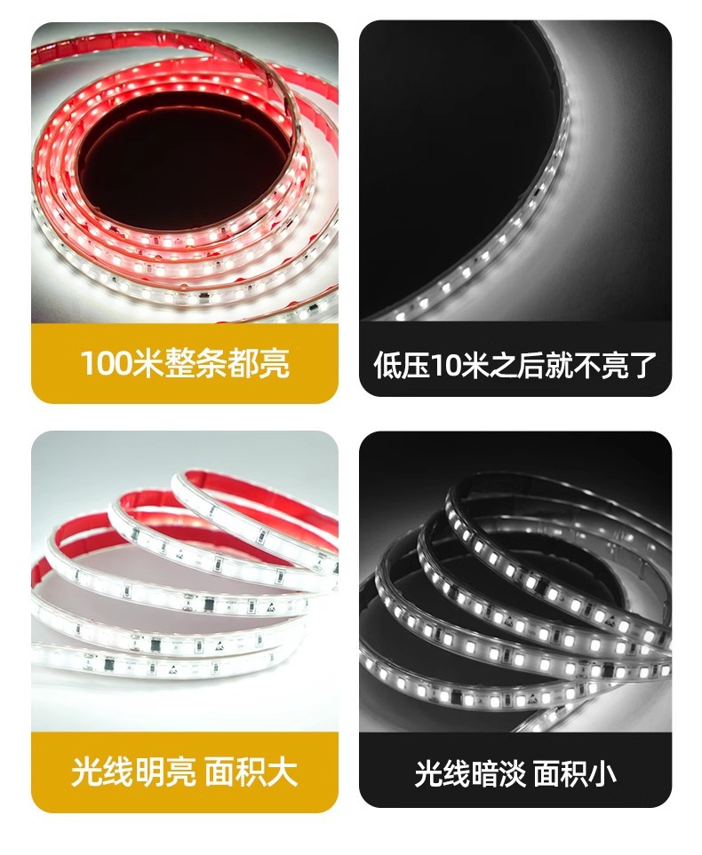 超薄220V自粘led软灯带贴片线条灯展示柜子货架装饰贴片高压灯条详情14