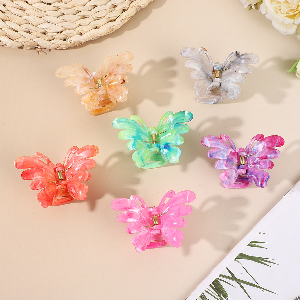 2025年新款甜美渐变大理石纹高级感半扎抓夹蝴蝶发夹跨境饰品批发详情6