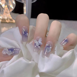 Wearable nail art pieces, artificial nail products, detachable, simple lemon ice transparent, popular online style Douyin nail art hair replacement pic 10