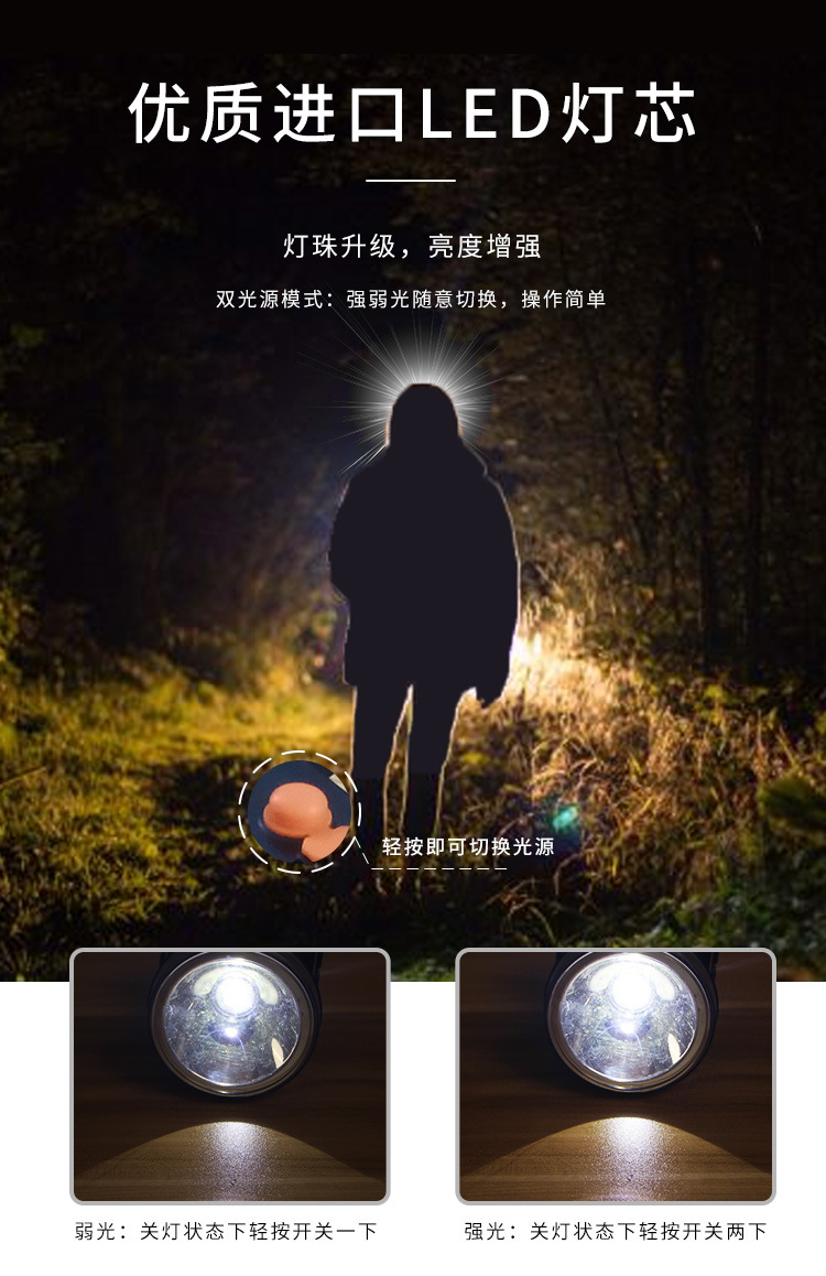 led超长续航锂电头戴式钓鱼夜钓超亮户外强光充电野外头灯矿灯详情6