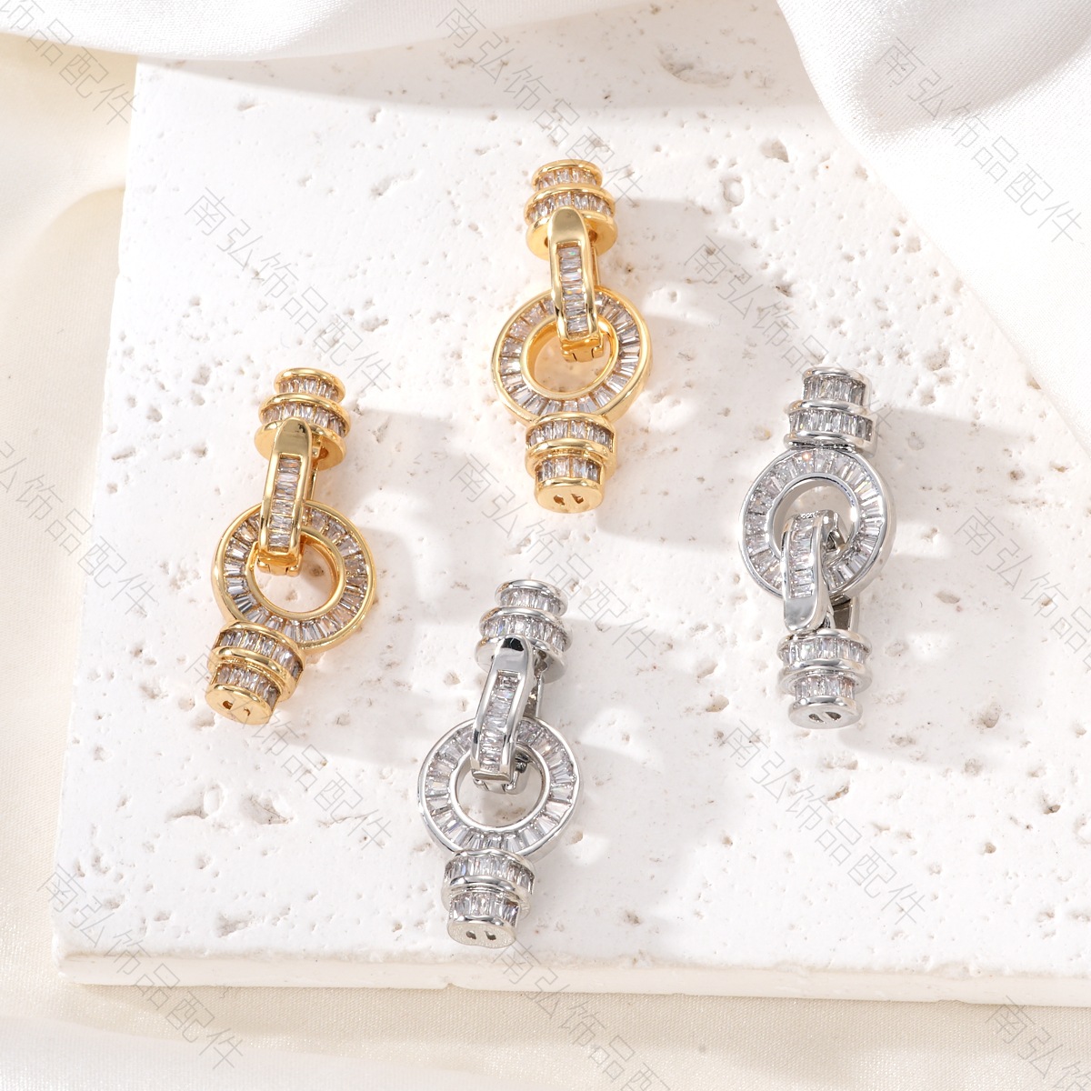 Pearl necklace clasp, copper-plated with real gold and studded with zirconium rings, 8-shaped clasp, universal clasp, high-end and color-preserving DIY accessory pic 7