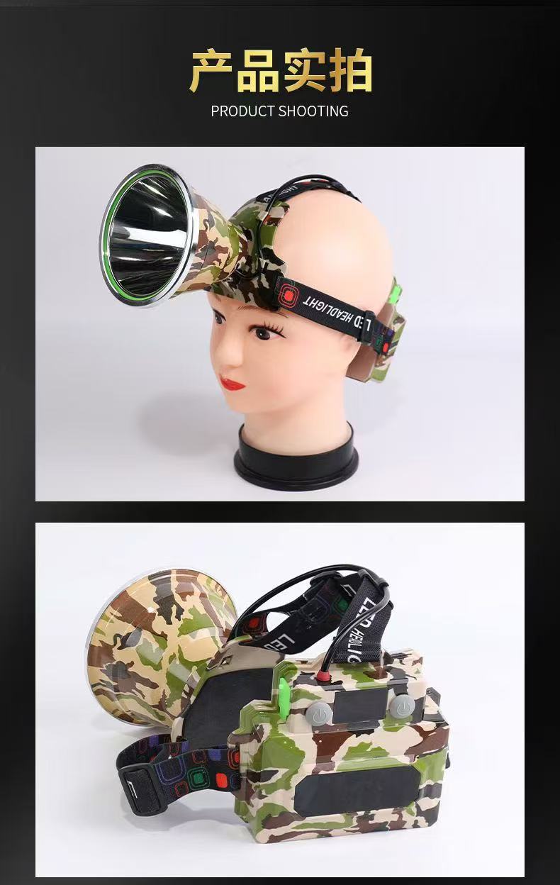 夜勇士激光炮头灯led充电式户外强光头戴式大功率锂电头灯迷彩详情8