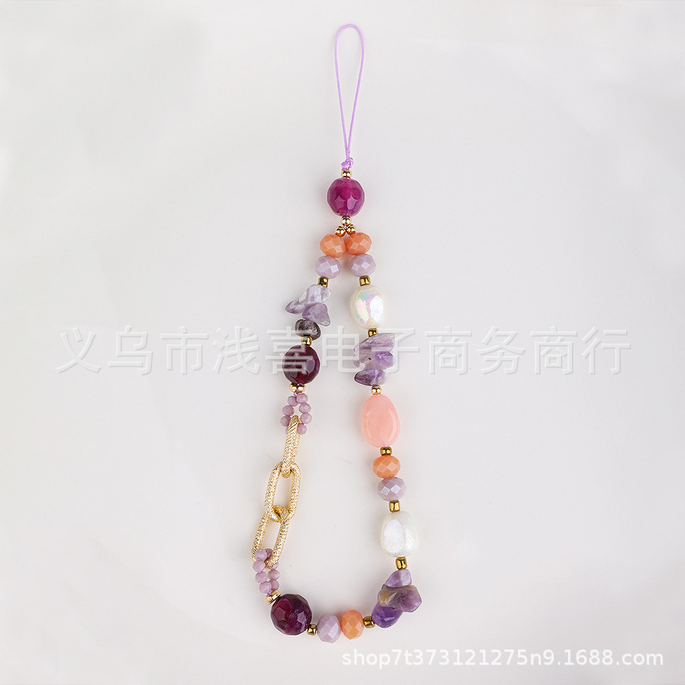 Natural stone, colored stone beads, Baroque mobile phone chain, short wrist strap, chain splicing hanging rope, jewelry hanging ornaments, other hanging ornaments finished products pic 2