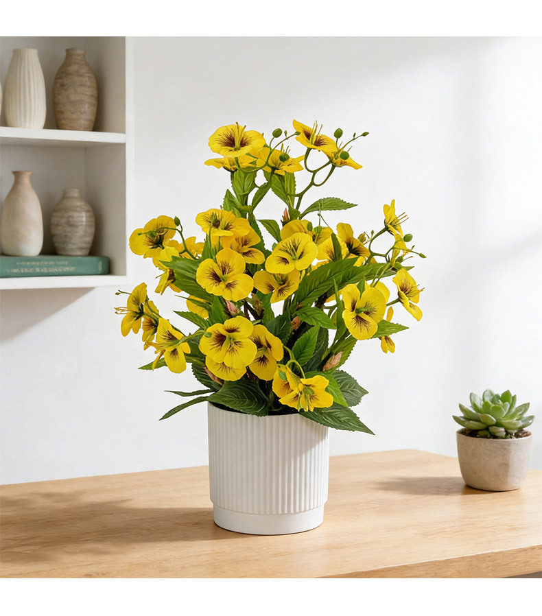 Artificial flowers such as pansies, butterfly flowers and cat face flowers are beautiful and easy to maintain for home living room desktop decoration pic 6
