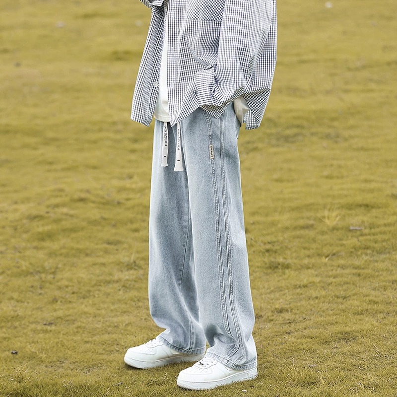 水洗浅色牛仔裤男生2024夏季新款男士直筒宽松阔腿休闲裤子青少年详情6