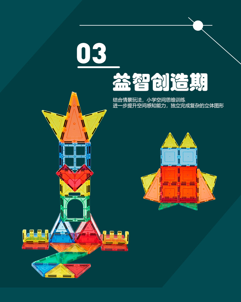 40pcs透明盒装彩窗磁力片套装儿童益智早教diy拼装磁性积木批发详情16