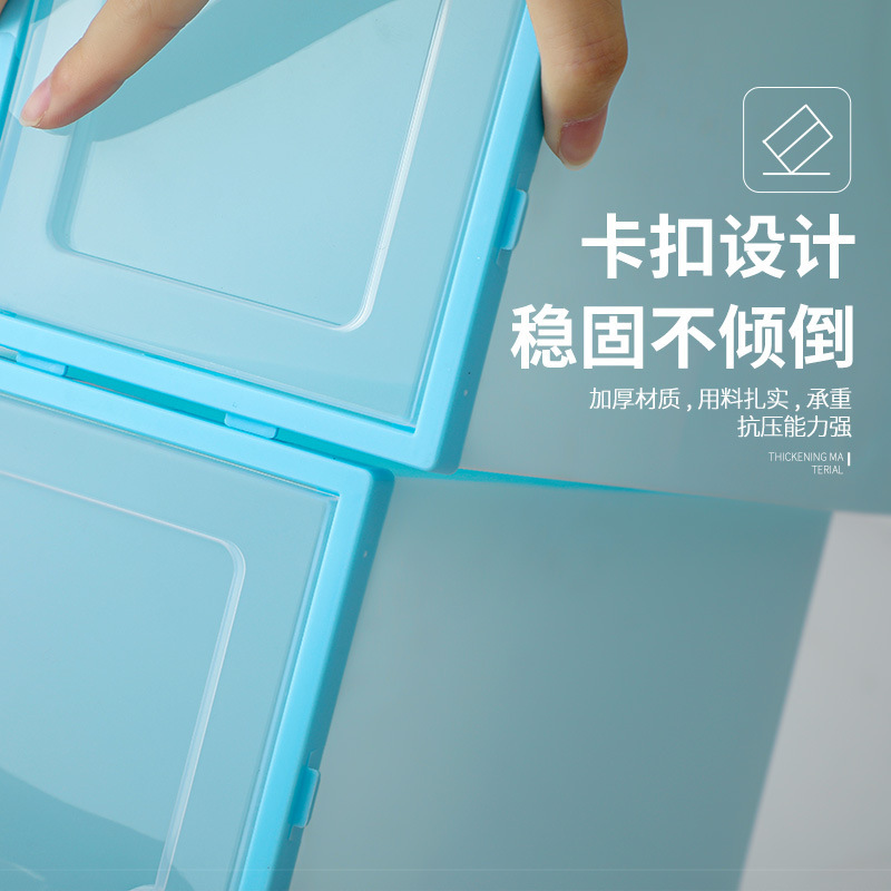 Wholesale of pp transparent plastic shoe storage boxes, dust-proof and moisture-proof household storage flip-top drawer boxes pic 3