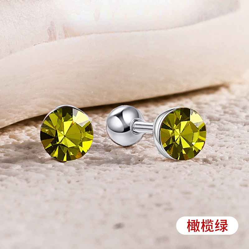 s925通体纯银爆闪施家华子耳钉彩色耳骨钉爆闪螺丝拧扣耳蜗钉耳饰详情33