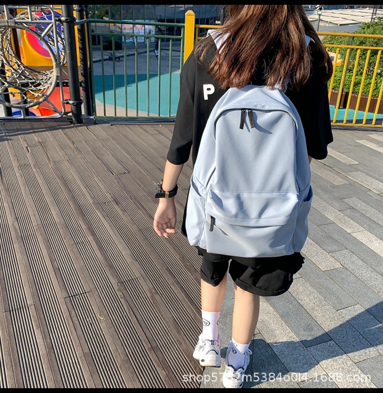 韩版男女同款大容量纯色背包新款简约学院风书包日系无印风双肩包详情21