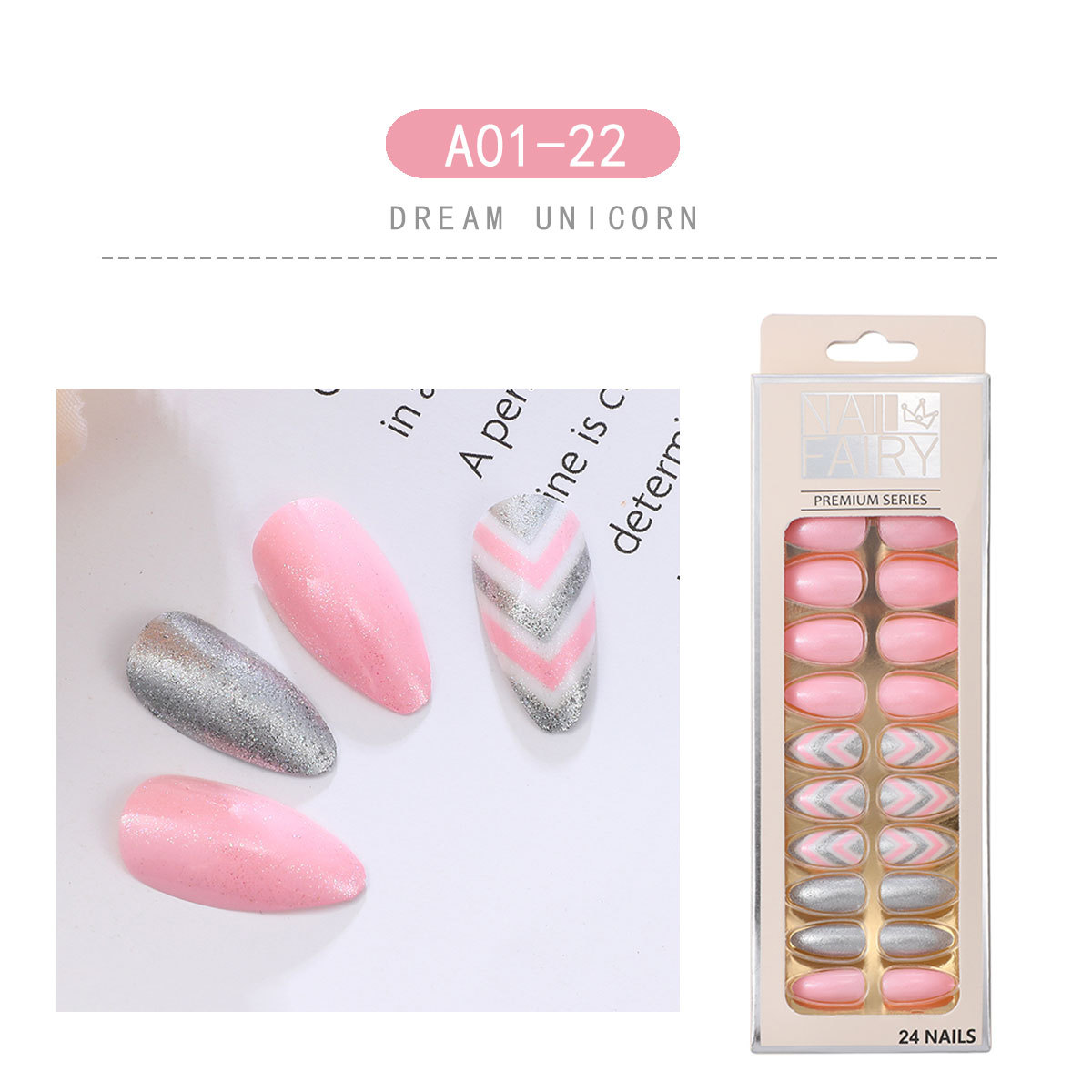 New foreign trade products: Teardrop nail detachable wearable nail art pieces, 24-piece sharp nail art patches, false nails, starry sky nail art pic 8