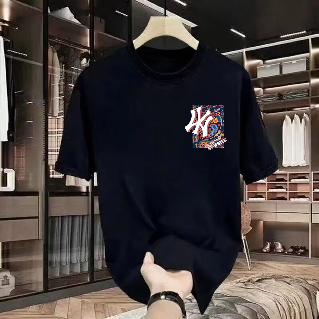 National trendy summer 2025 camiseta de manga corta hombre estampado cuello redondo cuerpo adolescente legging suelto camiseta pic 28