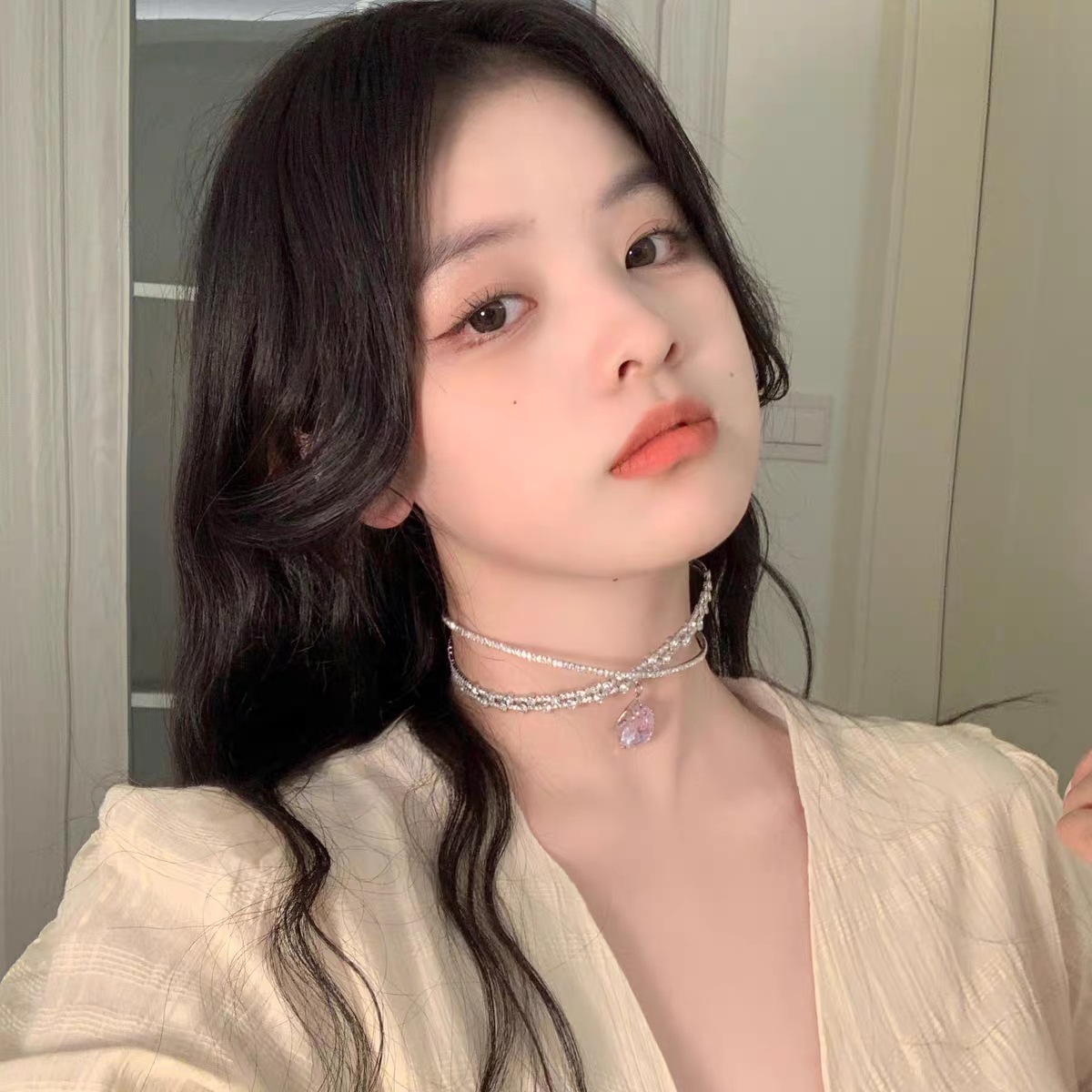 Zircon water drop hairband, large gemstone hairband, headwear, collar, neckband, rhinestone slimming, cross collarbone chain necklace pic 12