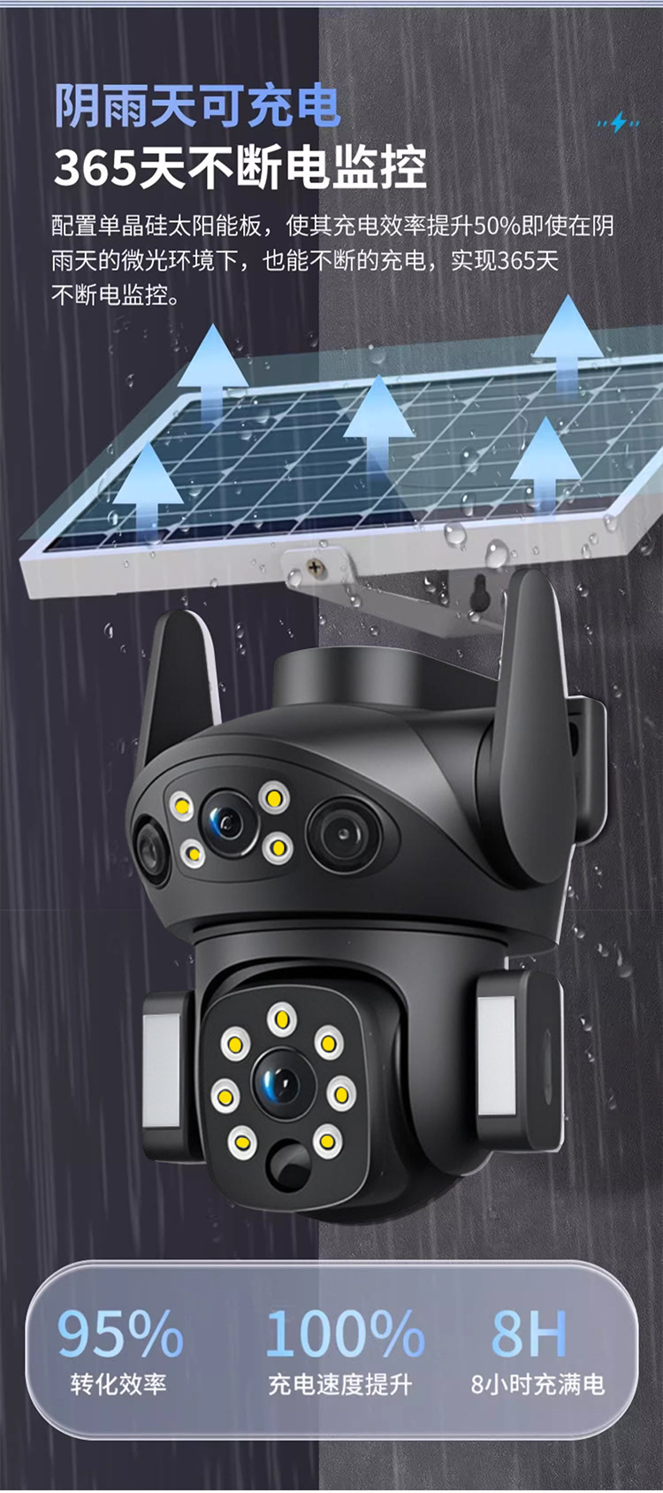 4G Solar-powered monitoring gun ball camera camera X7 high-definition solar-powered low-power camera V380PRO pic 1