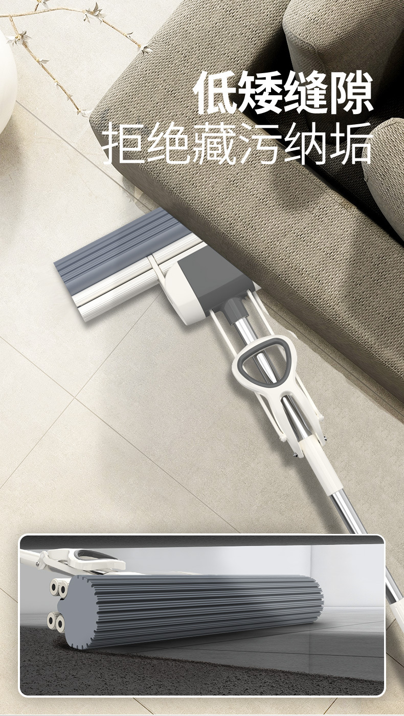 This sponge mop is a household roll-type water-squeezing mop that does not require hand washing. It is a large mop that can absorb water and is lightweight and easy to mop pic 10