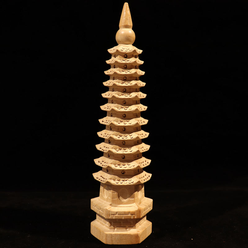 厂家批发桃木7层9层11层13层文昌塔木雕摆件工艺品办公室考试摆件详情17