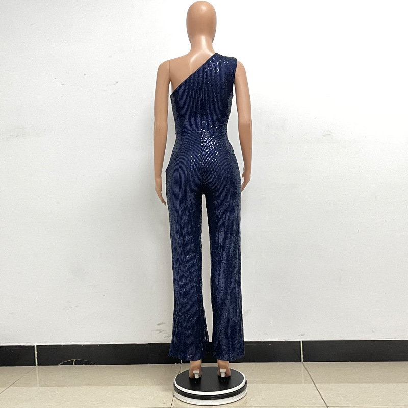 新中式无袖连体衣独立站夏季单肩亮片连体裤女批发详情56