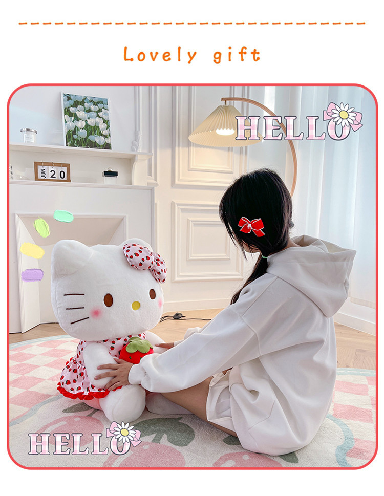 Wholesale of cute strawberry Hello Kitty dolls, plush toys, KT dolls, claw machine dolls, birthday gifts for girls pic 7