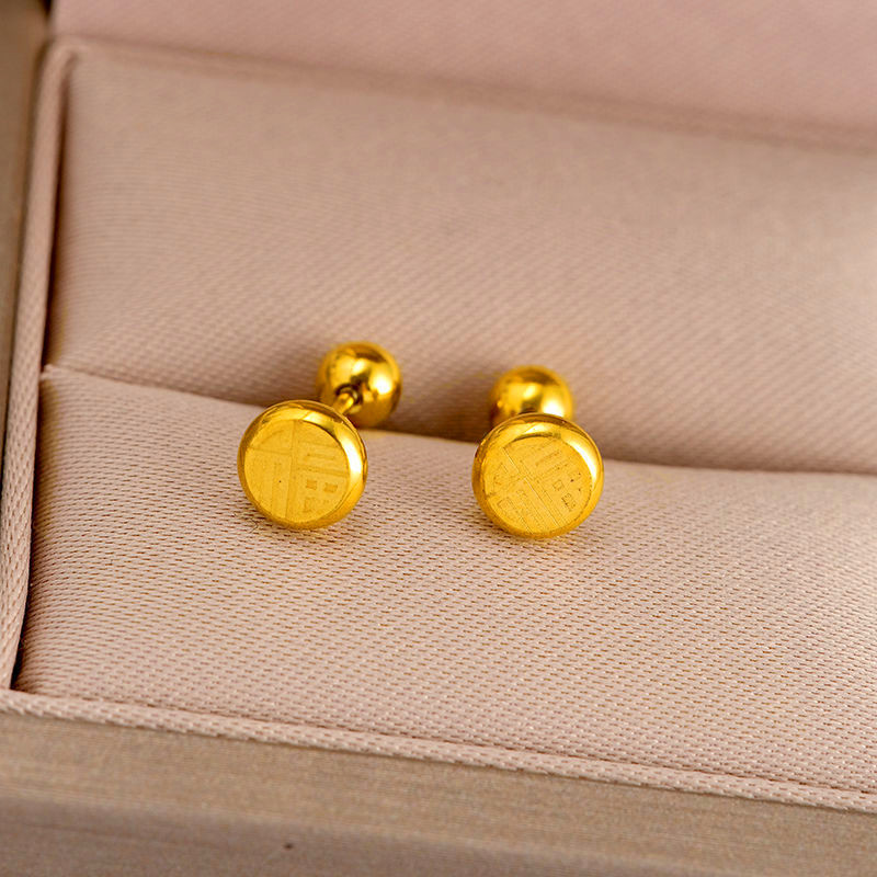 2022新款钛钢福字耳钉精致小巧螺丝拧扣耳骨钉不掉色百搭简约耳饰详情21