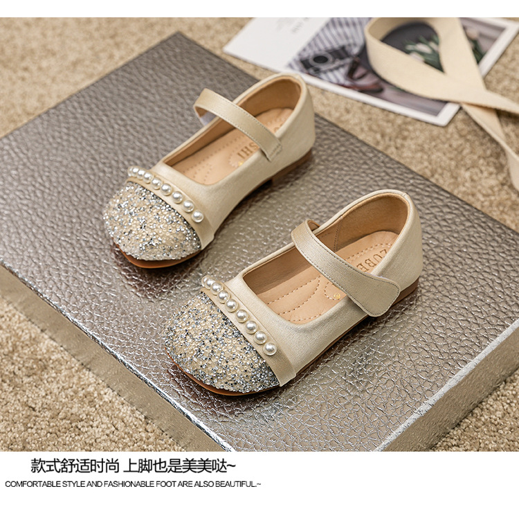女童鞋爱莎公主鞋2025春新款百搭软底皮鞋小女孩瓢鞋豆豆鞋水晶鞋详情17