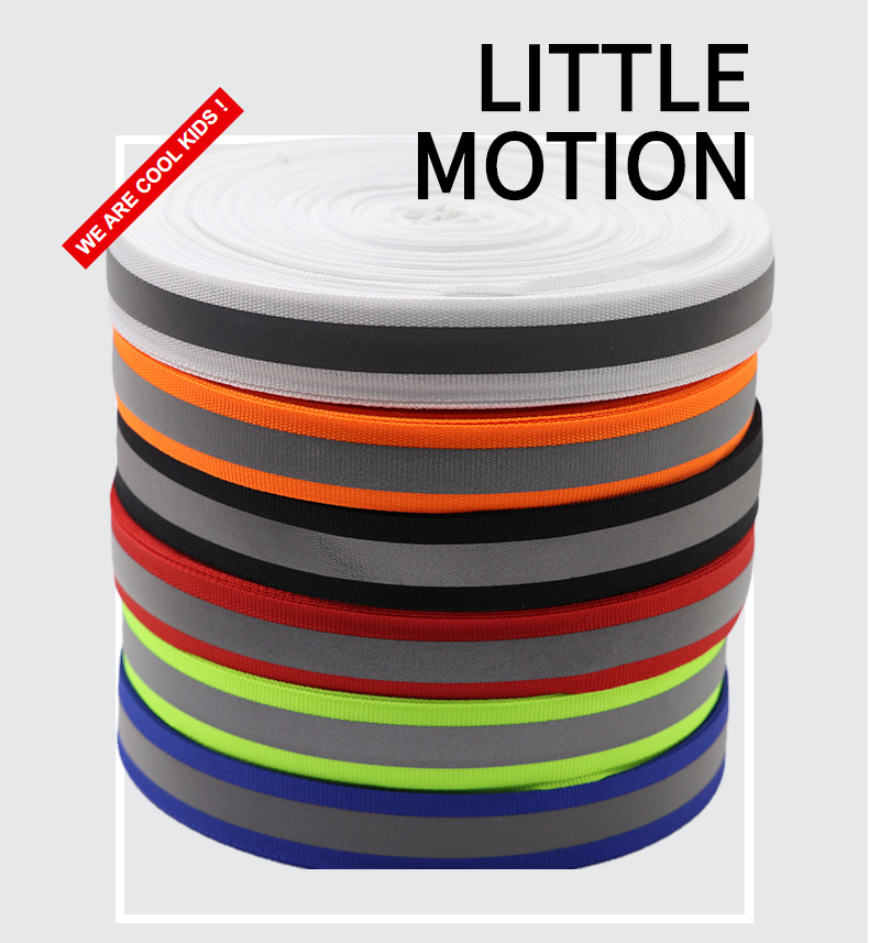 Reflective webbing, fluorescent green clothing accessories, sanitation fluorescent strips, polyester reflective webbing wholesale, orange silk tape, black pic 1