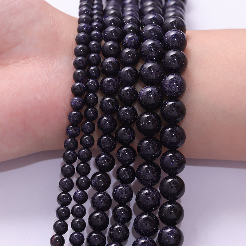 半成品批发天然蓝砂石散珠 优质蓝沙石diy手串珠饰配件佛珠批发详情4