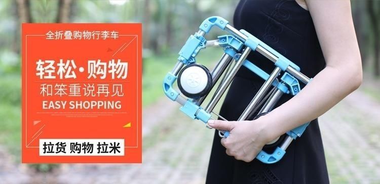 迷你买菜不锈钢全折叠便携手拉车家用购物拉货拖车搬运行李拉杆车详情14